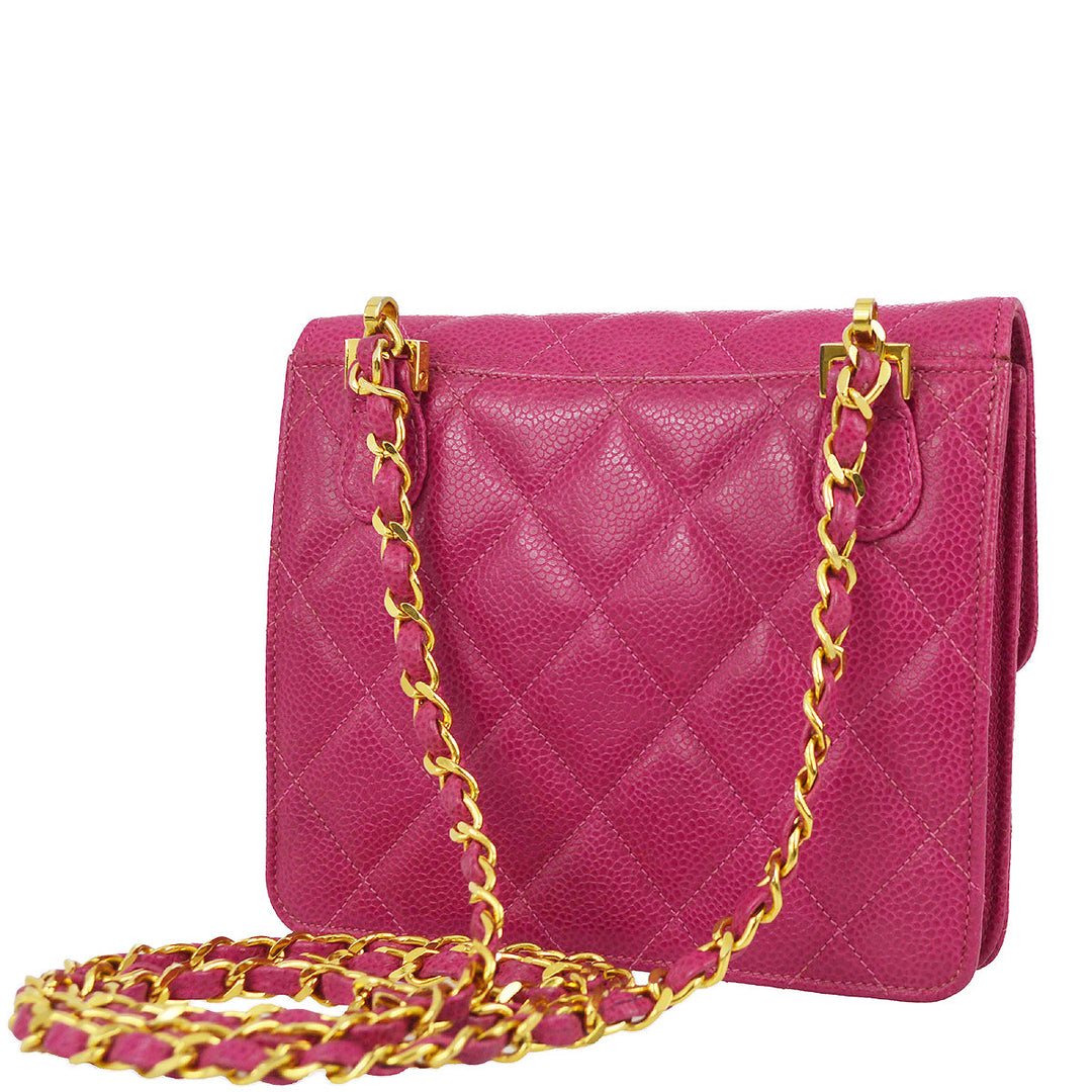 Top Quality Chanel * 1991-1994 Pink Caviar Mini Straight Flap Bag