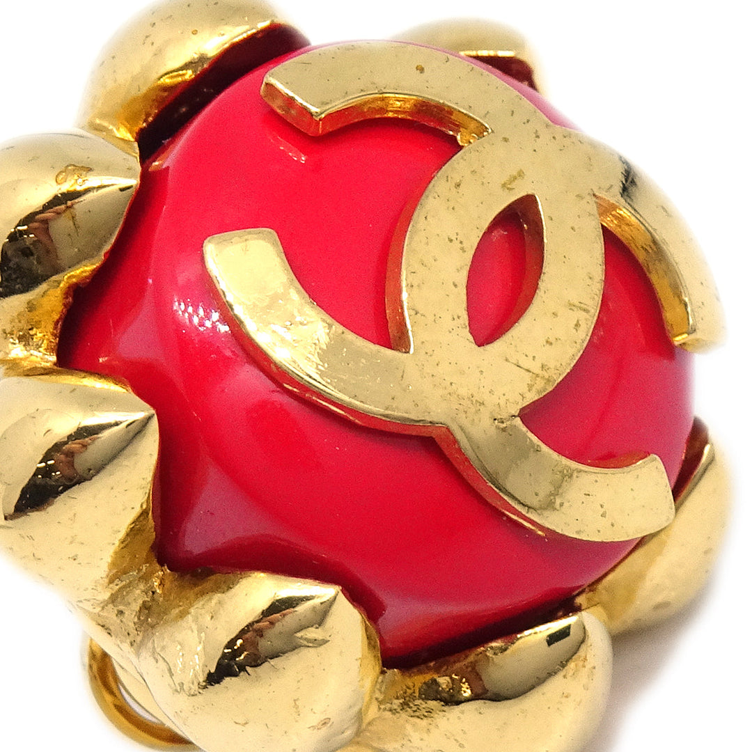 Top Quality Chanel Button Earrings Clip-On Red 29