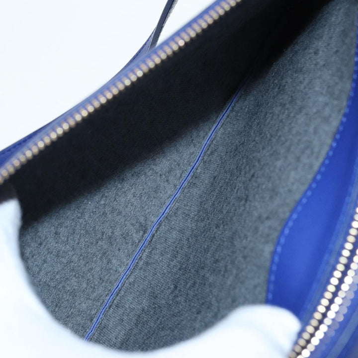 Celine Trio Shoulder Bag Leather Blue Gold Auth 89106
