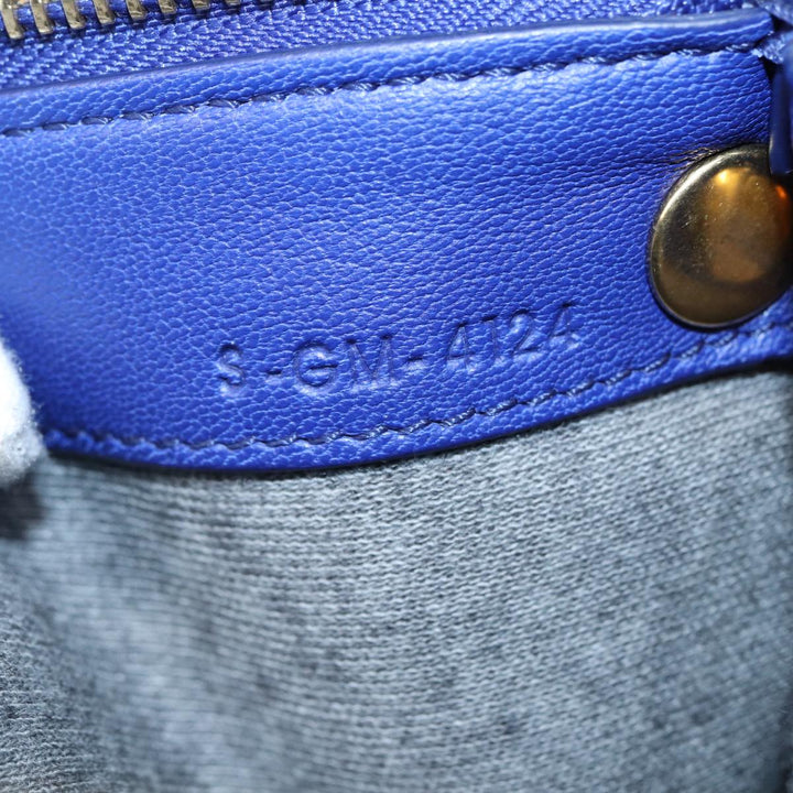 Celine Trio Shoulder Bag Leather Blue Gold Auth 89106