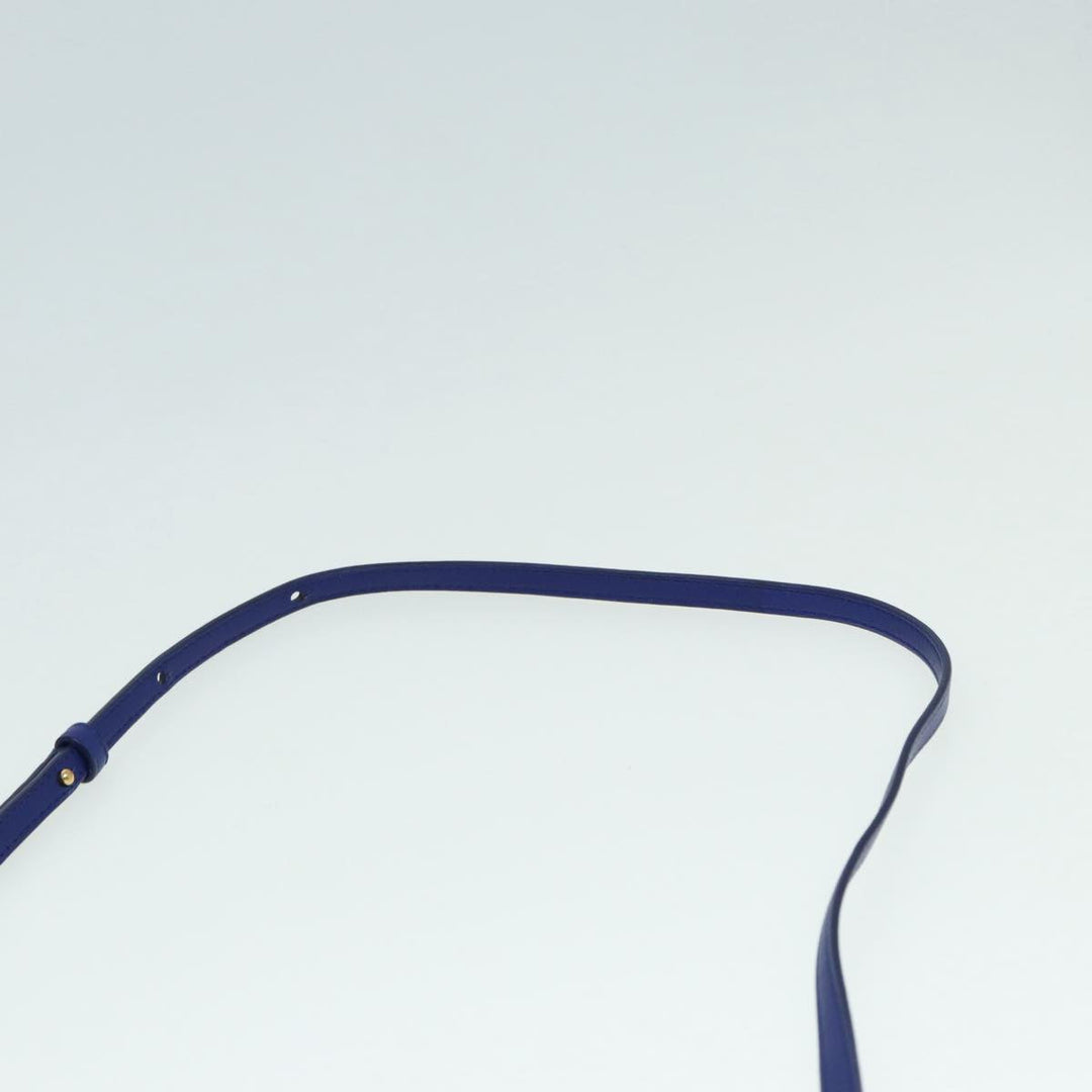 Celine Trio Shoulder Bag Leather Blue Gold Auth 89106