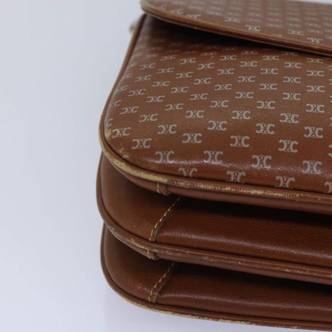 Celine Macadam Canvas Shoulder Bag Brown Gold Auth 89107
