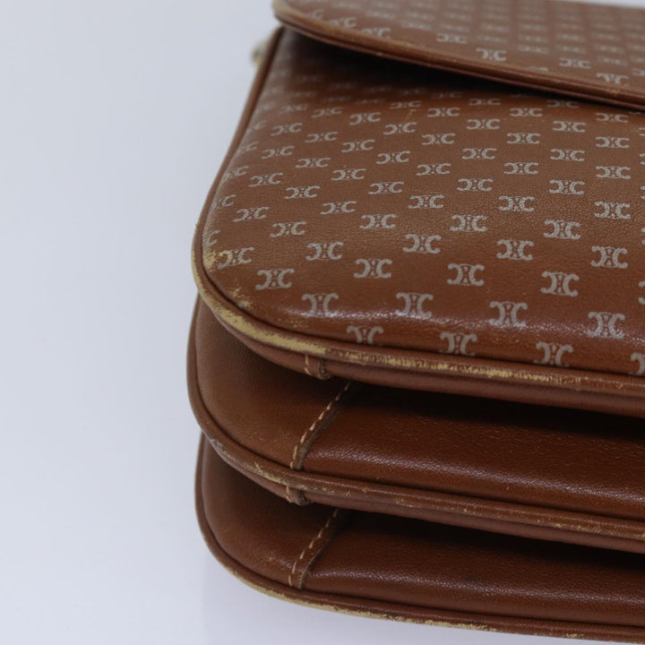 Celine Macadam Canvas Shoulder Bag Brown Gold Auth 89107