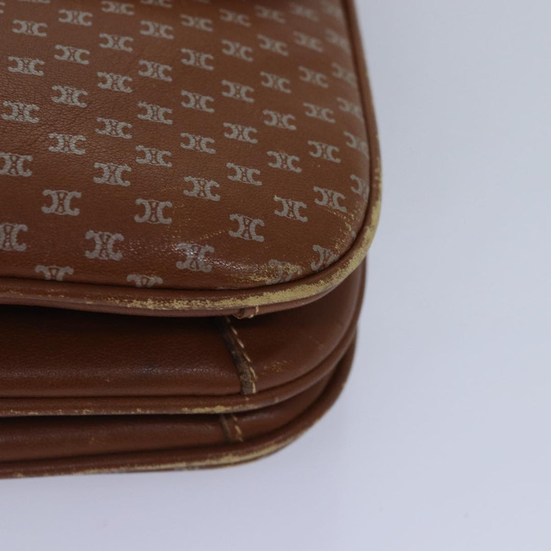 Celine Macadam Canvas Shoulder Bag Brown Gold Auth 89107