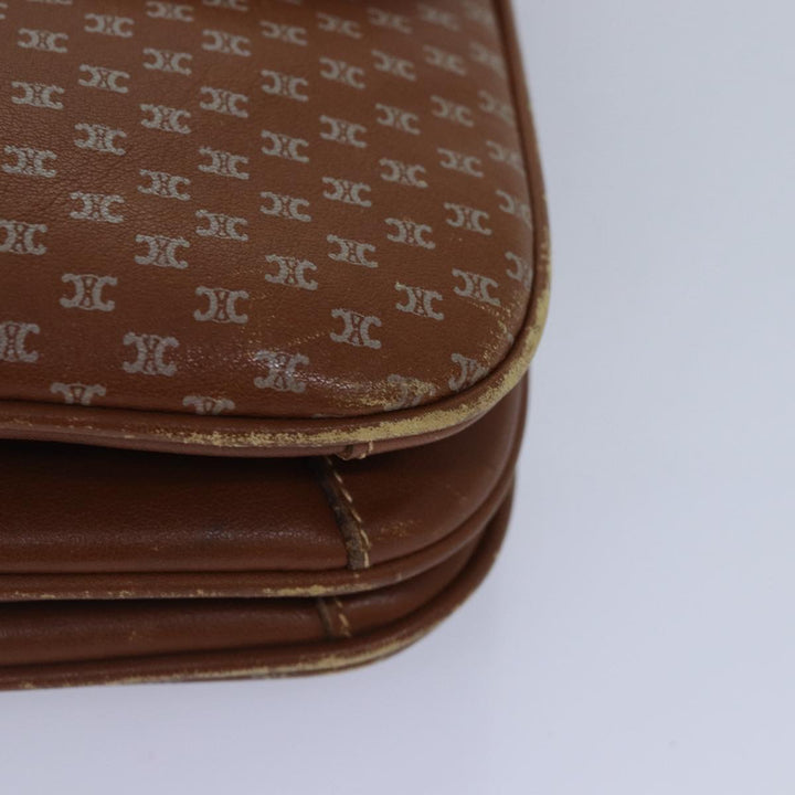 Celine Macadam Canvas Shoulder Bag Brown Gold Auth 89107