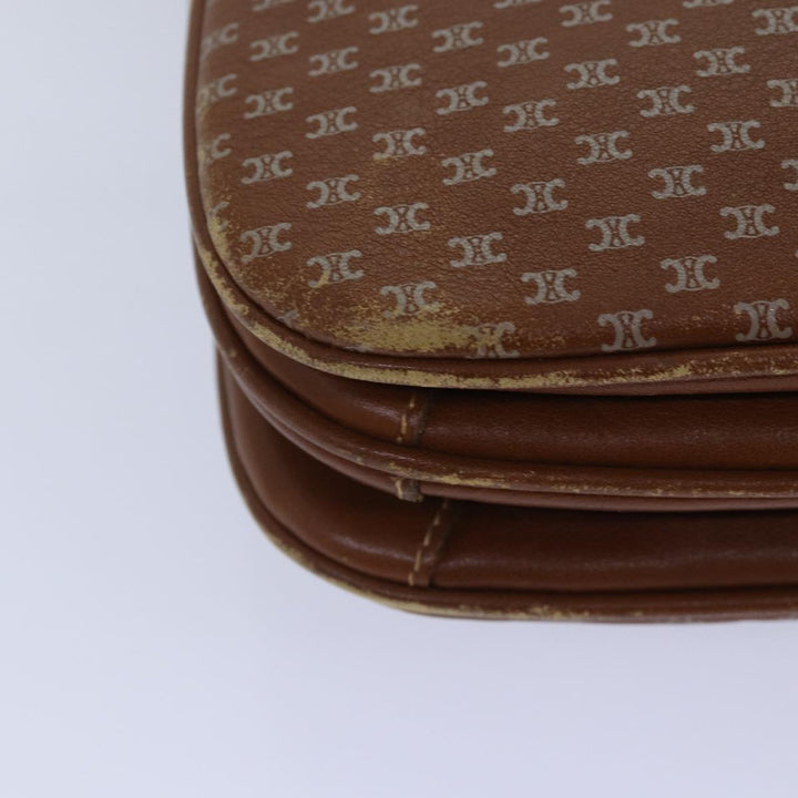 Celine Macadam Canvas Shoulder Bag Brown Gold Auth 89107