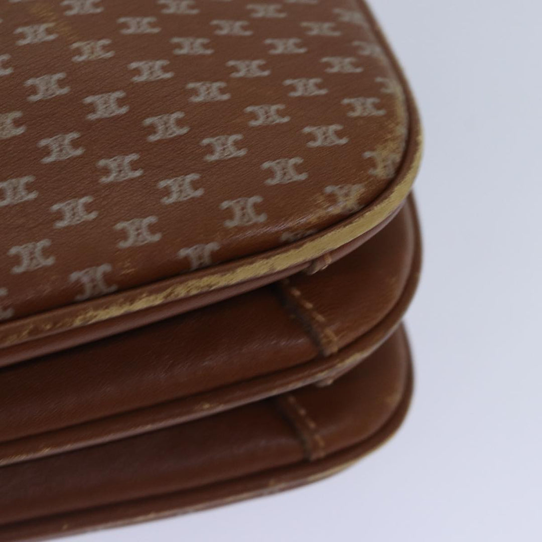 Celine Macadam Canvas Shoulder Bag Brown Gold Auth 89107