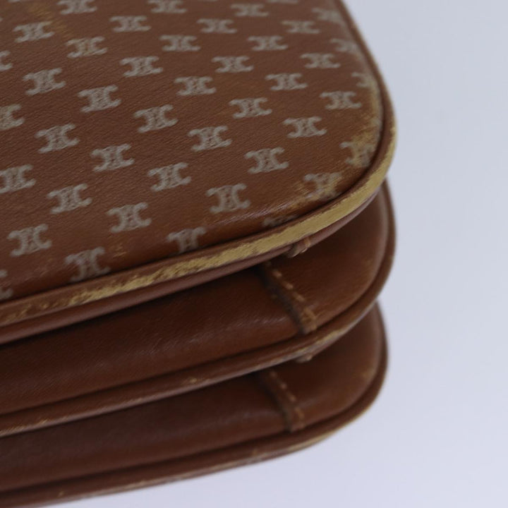 Celine Macadam Canvas Shoulder Bag Brown Gold Auth 89107