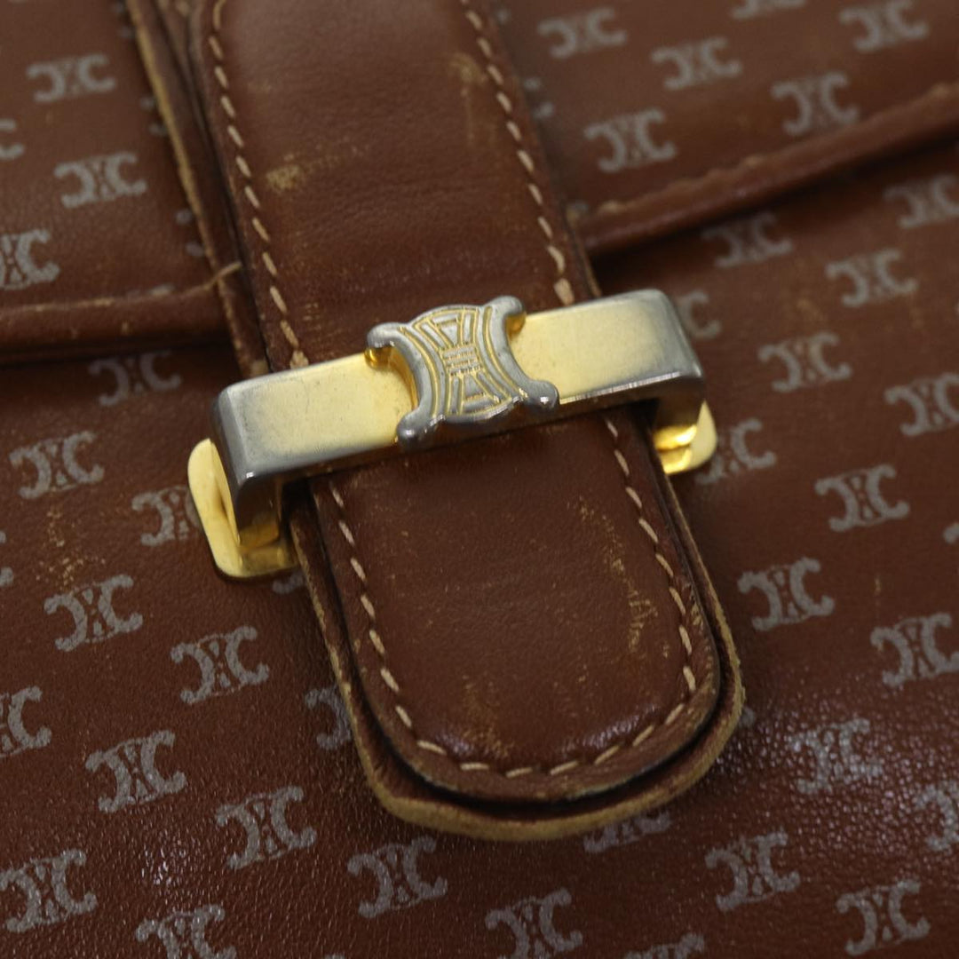 Celine Macadam Canvas Shoulder Bag Brown Gold Auth 89107