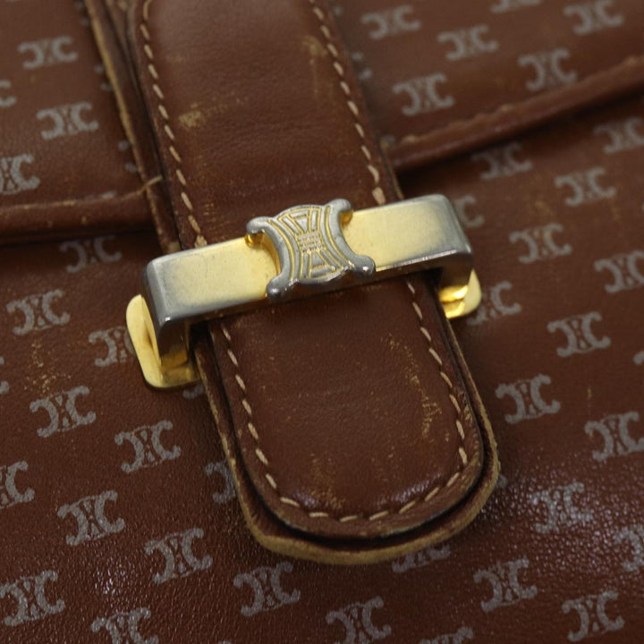 Celine Macadam Canvas Shoulder Bag Brown Gold Auth 89107