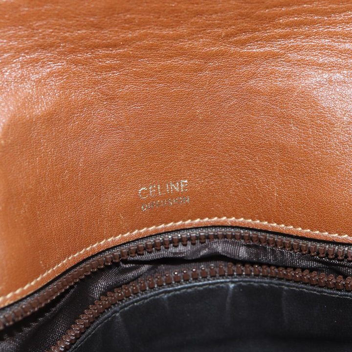 Celine Macadam Canvas Shoulder Bag Brown Gold Auth 89107