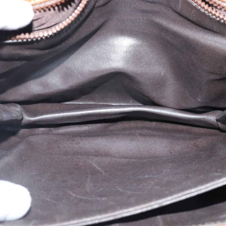 Celine Macadam Canvas Shoulder Bag Brown Gold Auth 89107