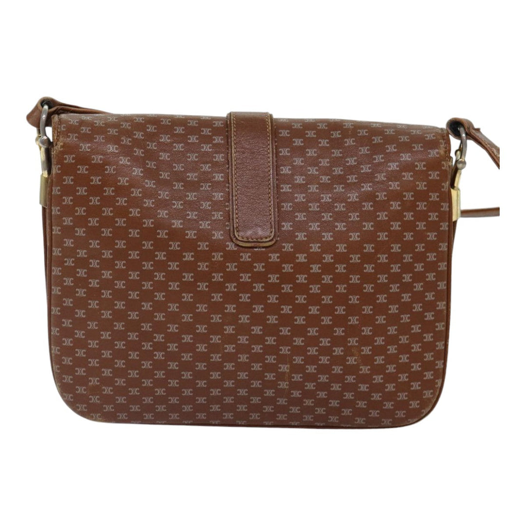 Top Quality Celine Macadam Canvas Shoulder Bag Brown Gold Auth 89107