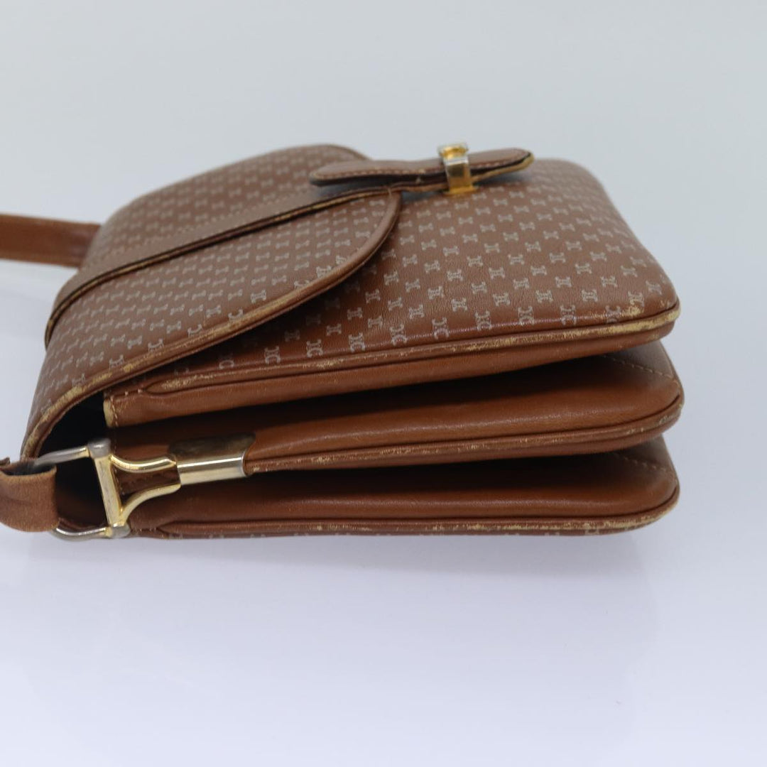 Celine Macadam Canvas Shoulder Bag Brown Gold Auth 89107
