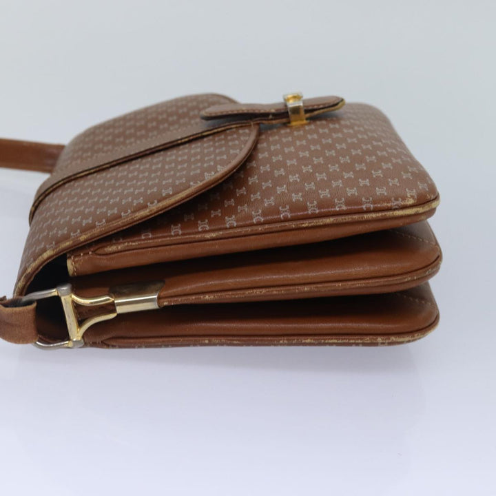 Celine Macadam Canvas Shoulder Bag Brown Gold Auth 89107