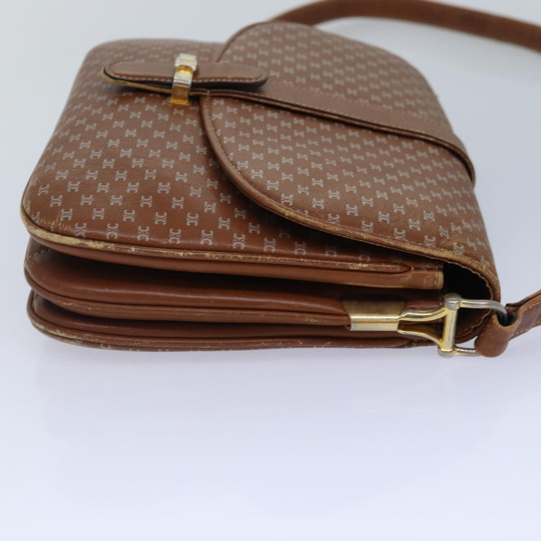Celine Macadam Canvas Shoulder Bag Brown Gold Auth 89107