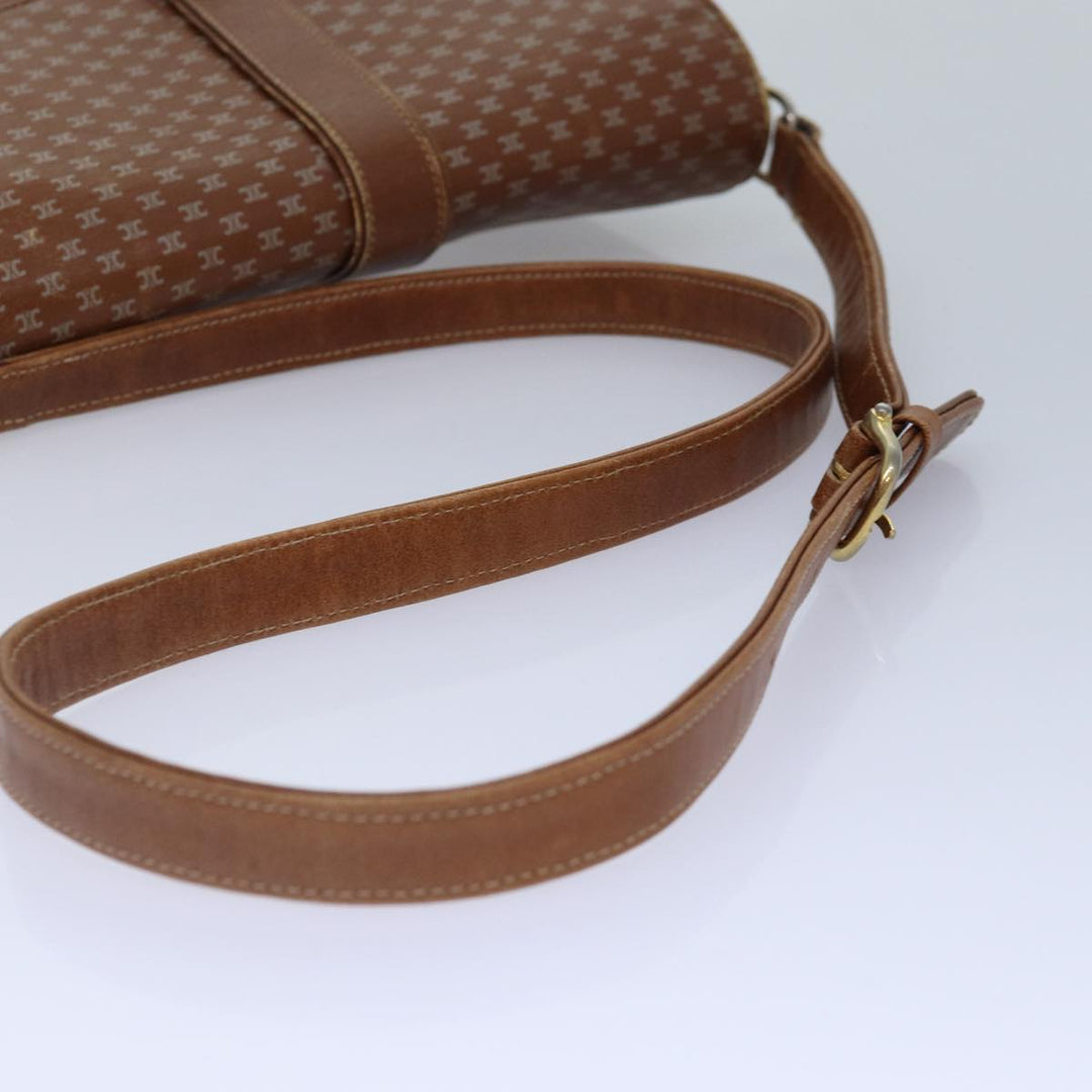 Celine Macadam Canvas Shoulder Bag Brown Gold Auth 89107