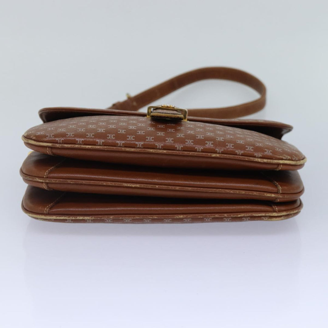 Celine Macadam Canvas Shoulder Bag Brown Gold Auth 89107
