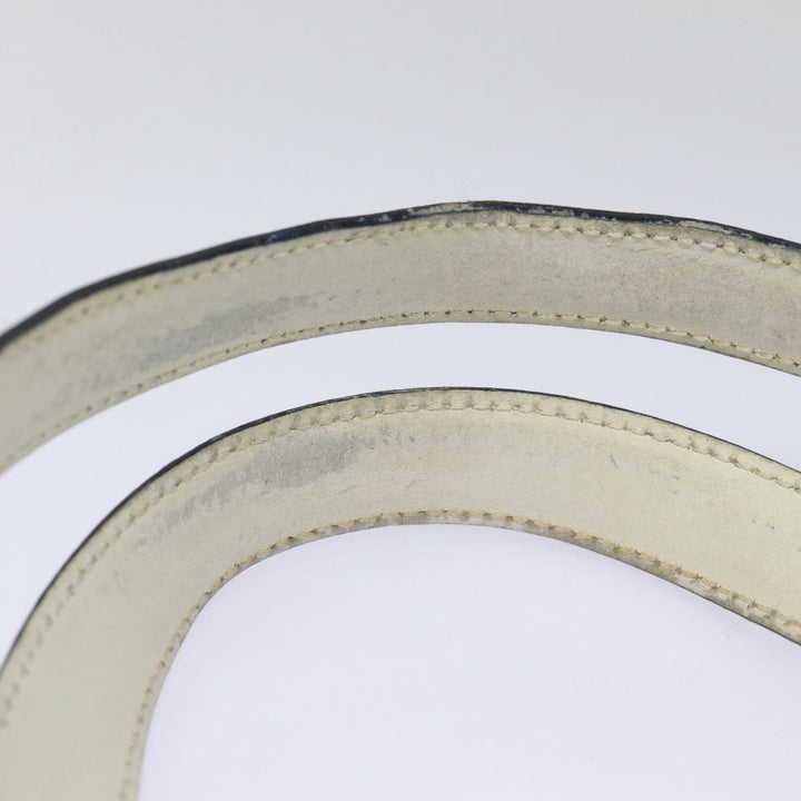 Celine Hand Bag Leather White Gold Auth 89113