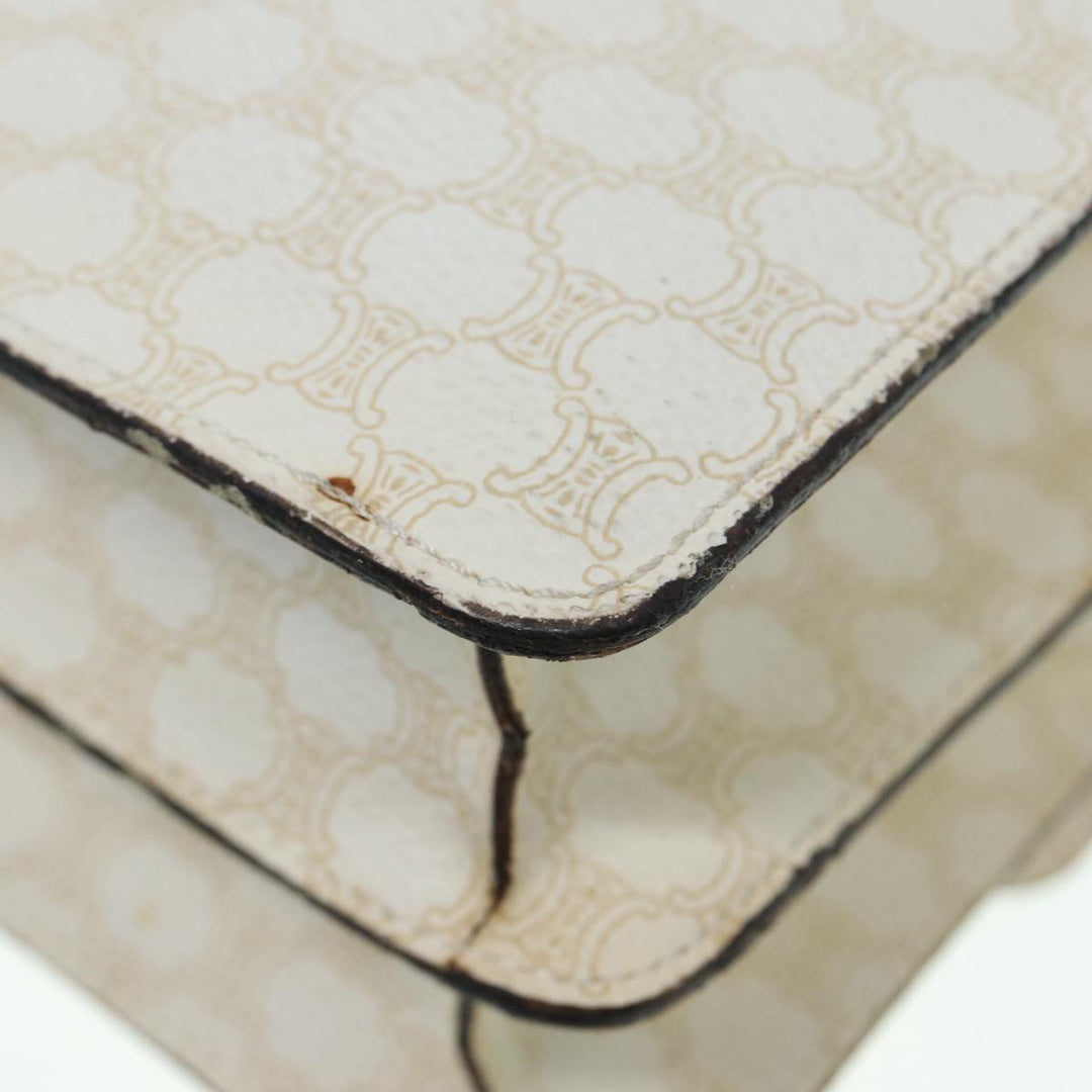 Celine Macadam Canvas Hand Bag PVC White Gold Auth 89114