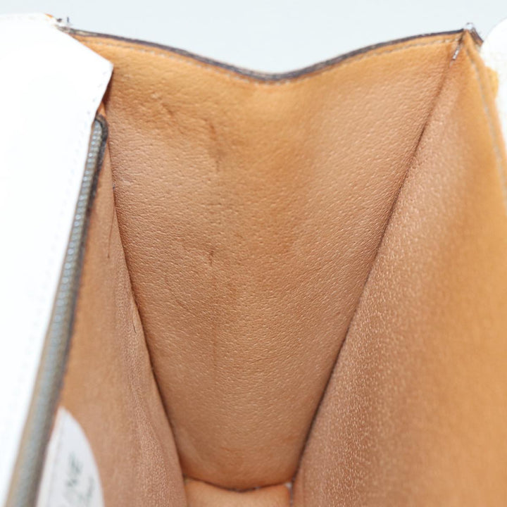 Celine Macadam Canvas Hand Bag PVC White Gold Auth 89114