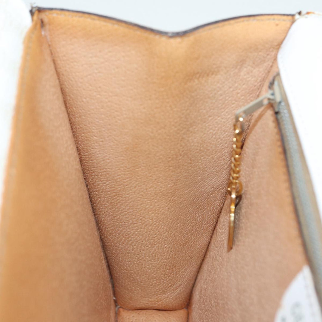 Celine Macadam Canvas Hand Bag PVC White Gold Auth 89114