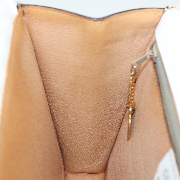 Celine Macadam Canvas Hand Bag PVC White Gold Auth 89114