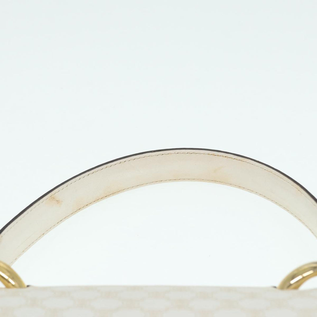Celine Macadam Canvas Hand Bag PVC White Gold Auth 89114