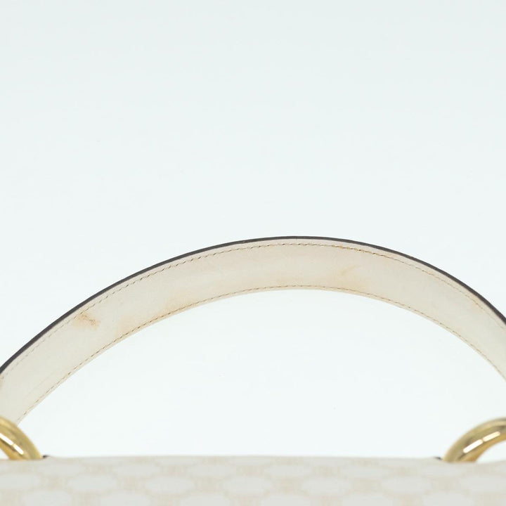 Celine Macadam Canvas Hand Bag PVC White Gold Auth 89114