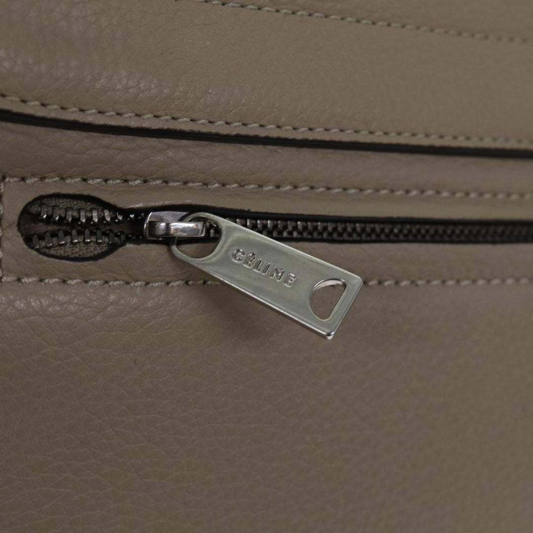 Celine Trapeze Hand Bag Suede Leather 2way Silver Beige Auth 89145