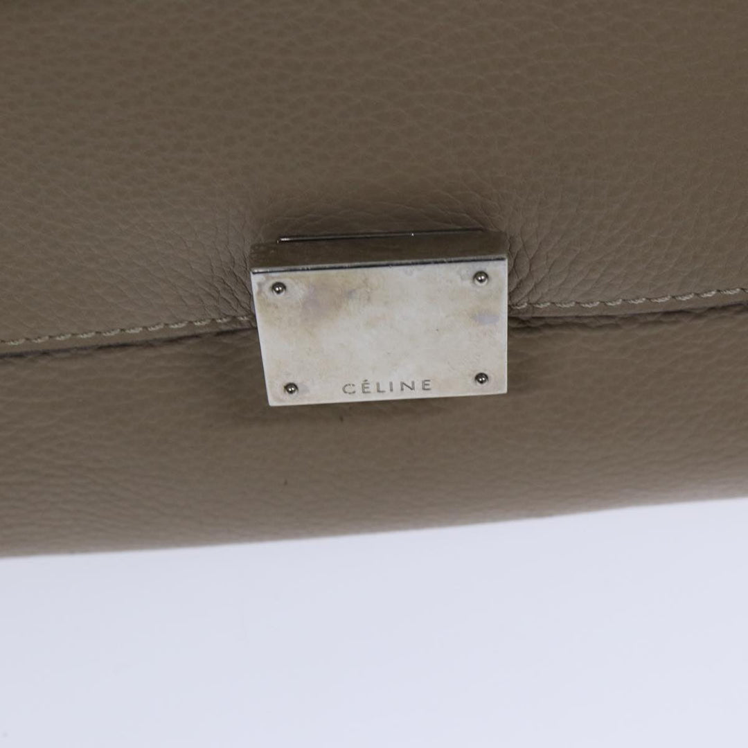 Celine Trapeze Hand Bag Suede Leather 2way Silver Beige Auth 89145