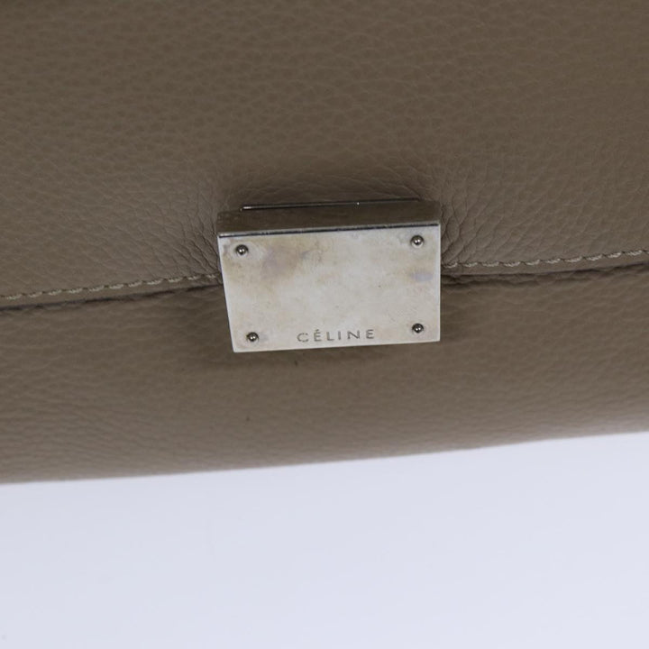 Celine Trapeze Hand Bag Suede Leather 2way Silver Beige Auth 89145