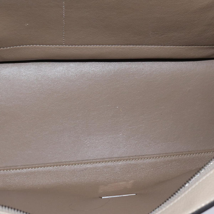 Celine Trapeze Hand Bag Suede Leather 2way Silver Beige Auth 89145