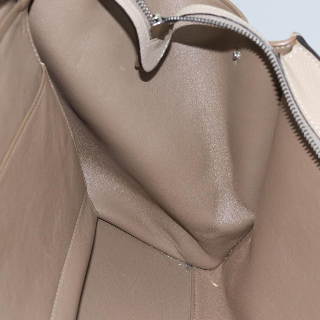 Celine Trapeze Hand Bag Suede Leather 2way Silver Beige Auth 89145