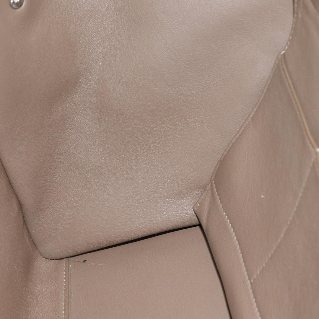 Celine Trapeze Hand Bag Suede Leather 2way Silver Beige Auth 89145