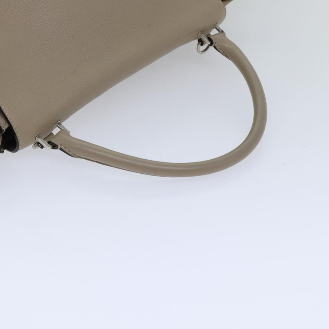 Celine Trapeze Hand Bag Suede Leather 2way Silver Beige Auth 89145