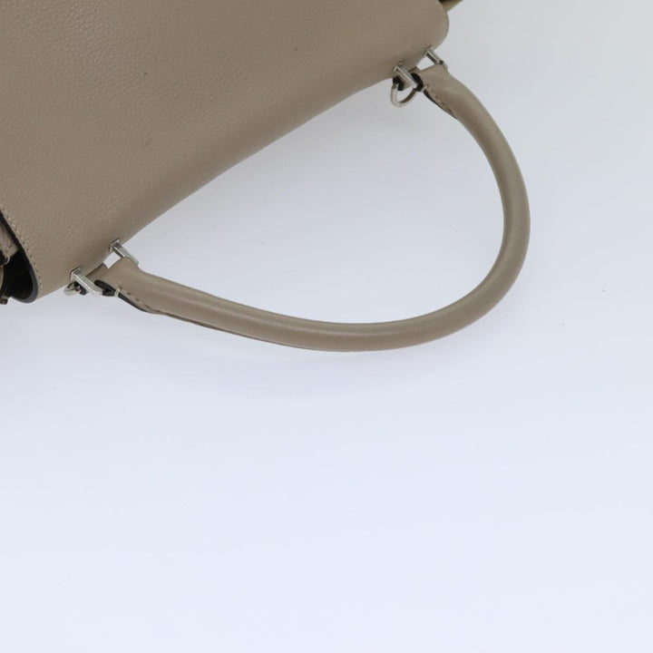 Celine Trapeze Hand Bag Suede Leather 2way Silver Beige Auth 89145