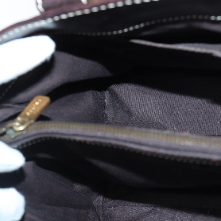 Celine Hand Bag Leather Brown Gold Auth 89146