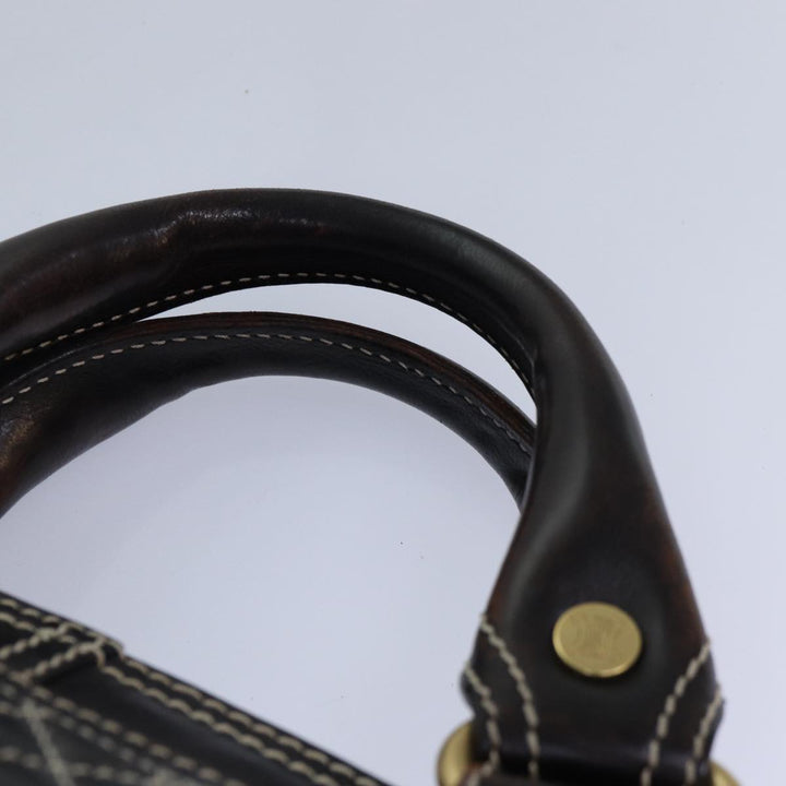 Celine Hand Bag Leather Brown Gold Auth 89146