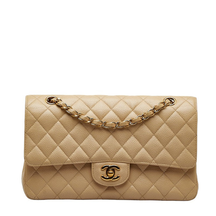 Top Quality Chanel Matrases 25 Double Flat Chain houlder Bag Beige Caviar S  Chanel