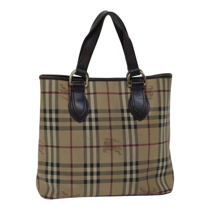 Burberry Nova Check Tote Bag PVC Beige Auth 89282