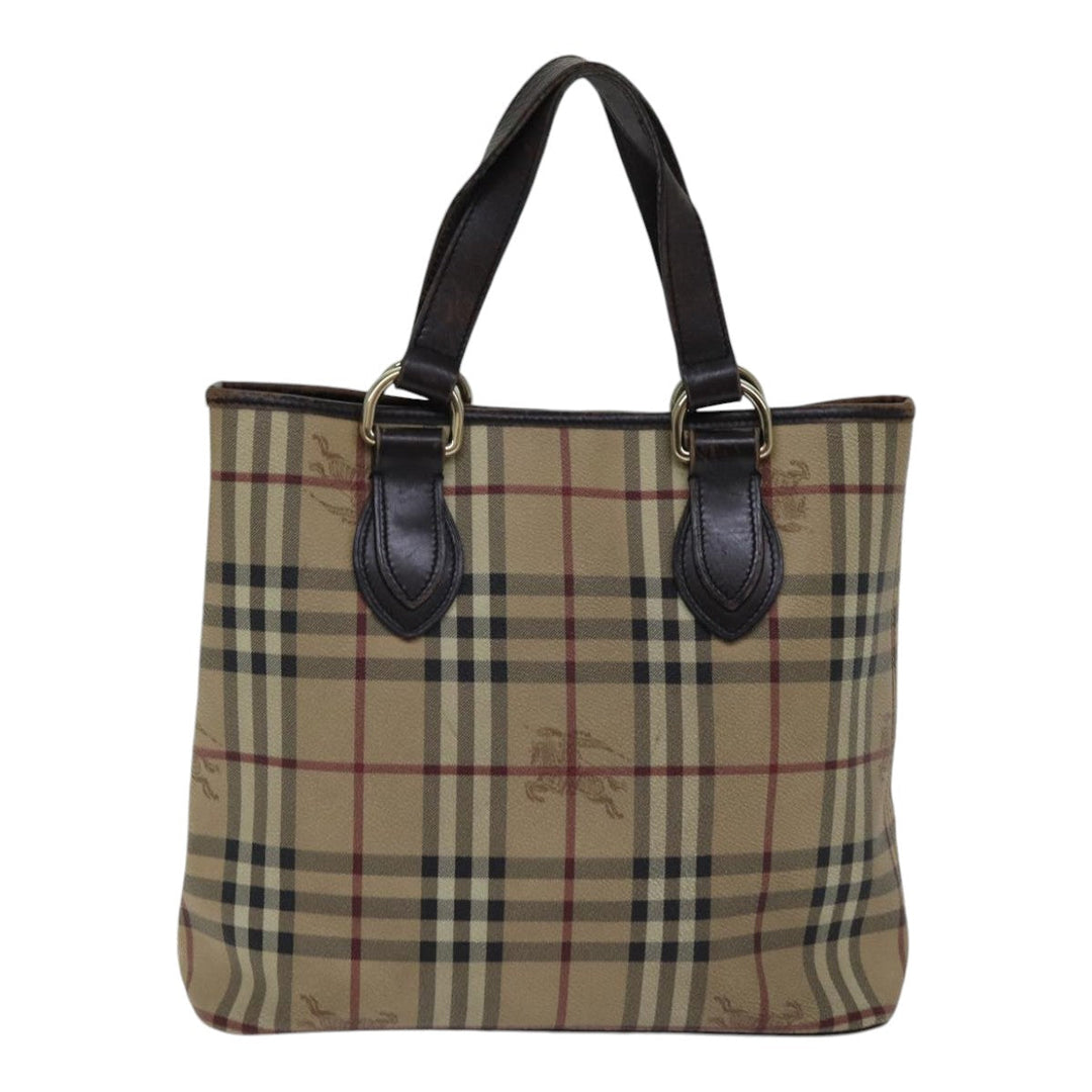 Burberry Nova Check Tote Bag PVC Beige Auth 89282