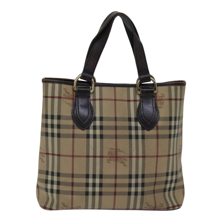 Burberry Nova Check Tote Bag PVC Beige Auth 89282