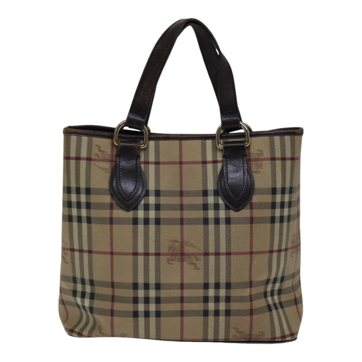 Burberry Nova Check Tote Bag PVC Beige Auth 89282