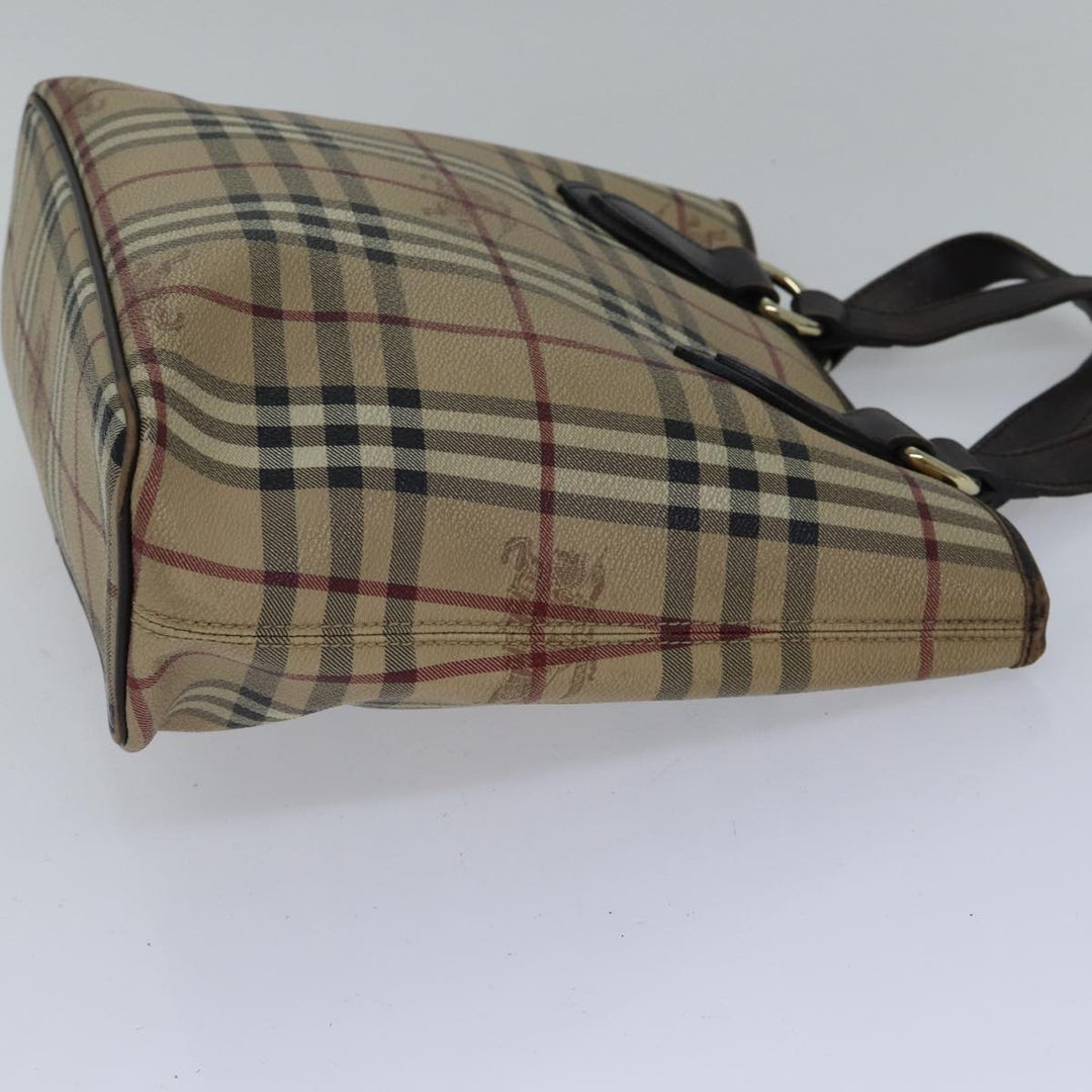 Burberry Nova Check Tote Bag PVC Beige Auth 89282