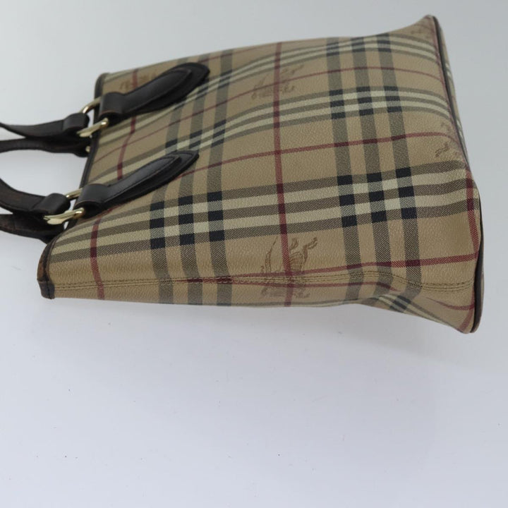 Burberry Nova Check Tote Bag PVC Beige Auth 89282