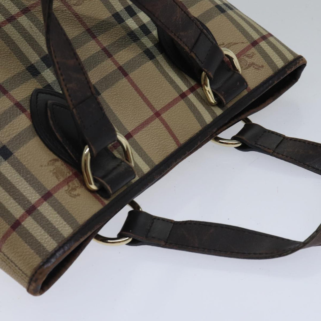 Burberry Nova Check Tote Bag PVC Beige Auth 89282