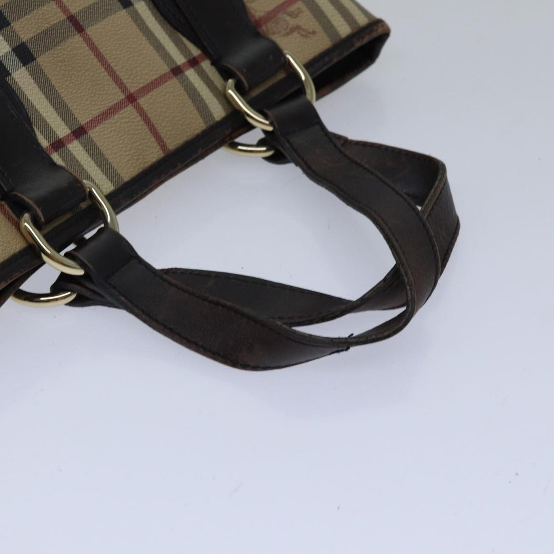 Burberry Nova Check Tote Bag PVC Beige Auth 89282