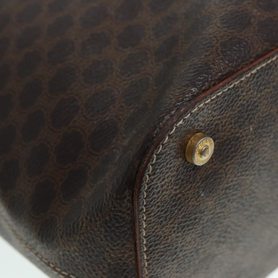 Celine Macadam Canvas Hand Bag PVC Brown Auth 89285