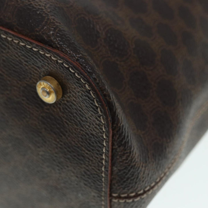 Celine Macadam Canvas Hand Bag PVC Brown Auth 89285